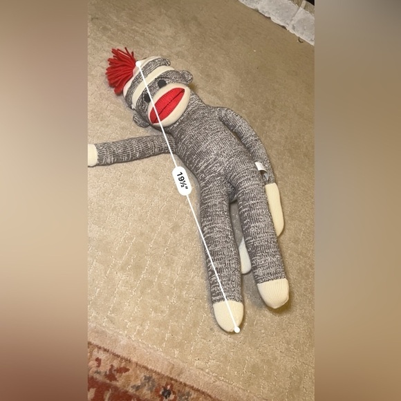 Schylling Rowley Sock Monkey Retro Brown & White Red Lips 20" - Picture 7 of 7